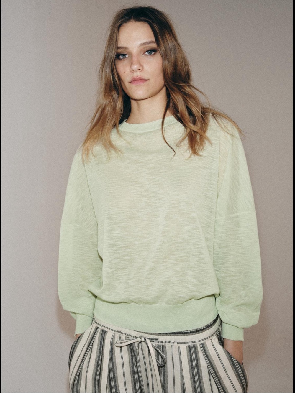 Zara, pastel green, EXTRA FINE WOOL KNIT JUMPER, S